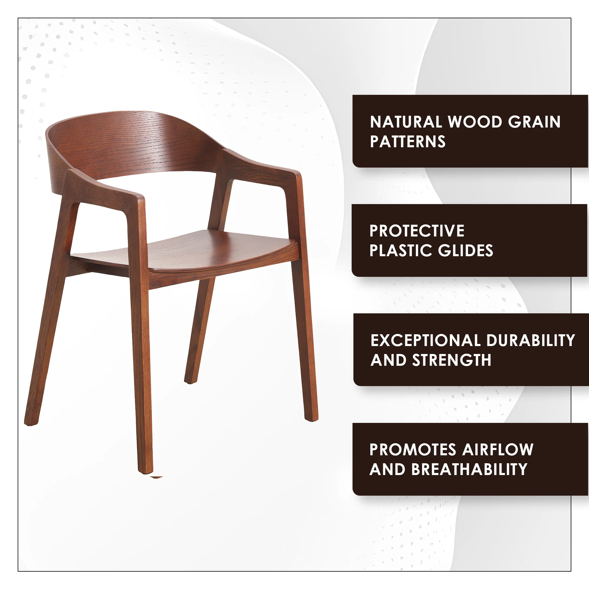 Rivo Collection Elegant Dining Chair in Dark Brown Wood - Set of 2