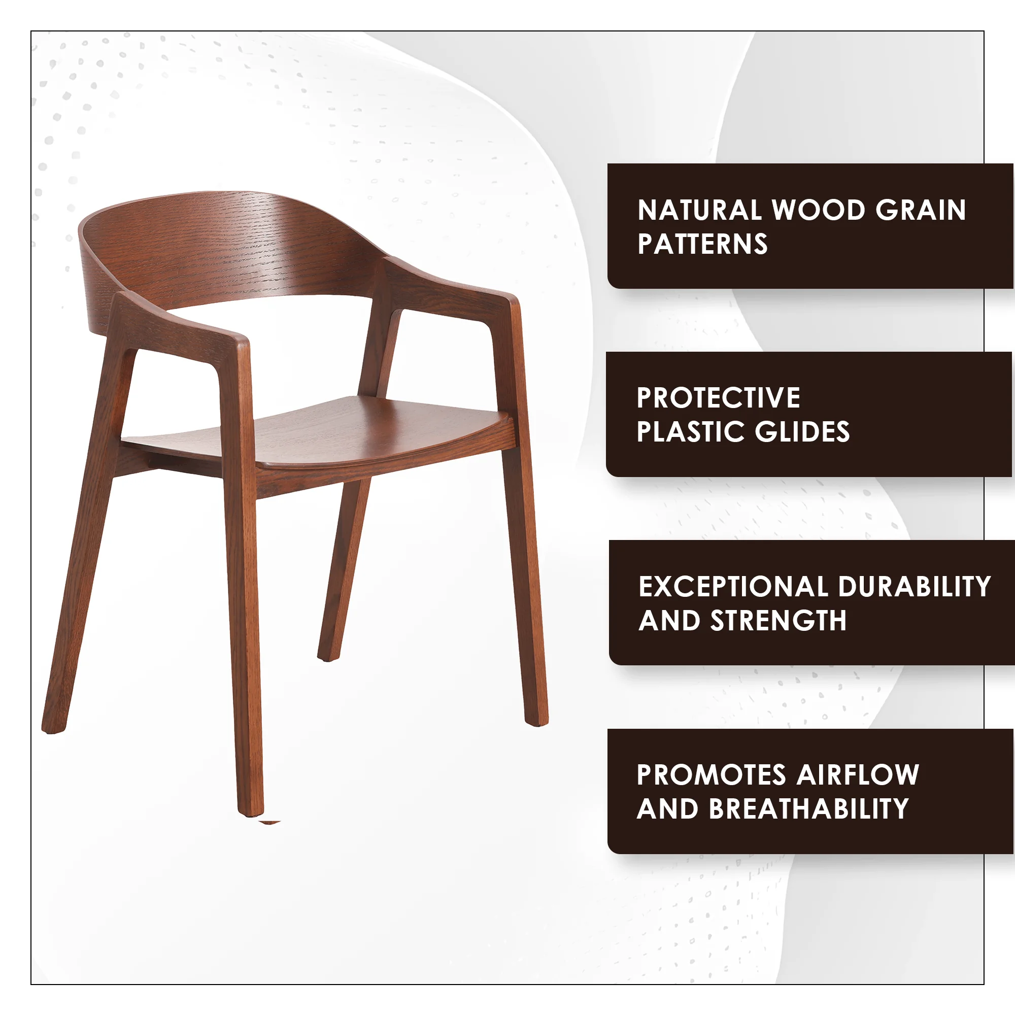 Rivo Collection Elegant Dining Chair in Dark Brown Wood