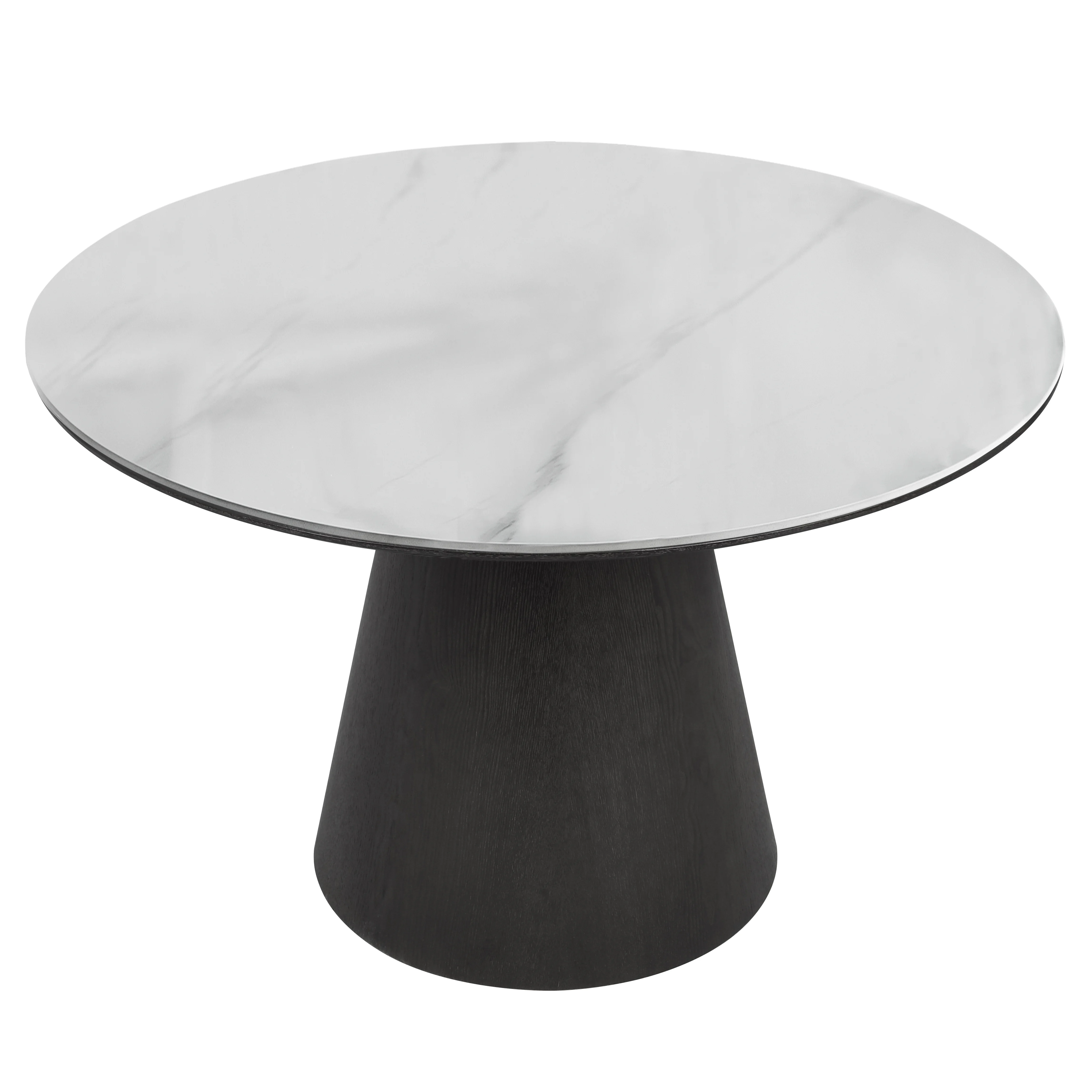 Riven Collection Modern Wooden 48" round dining table in black