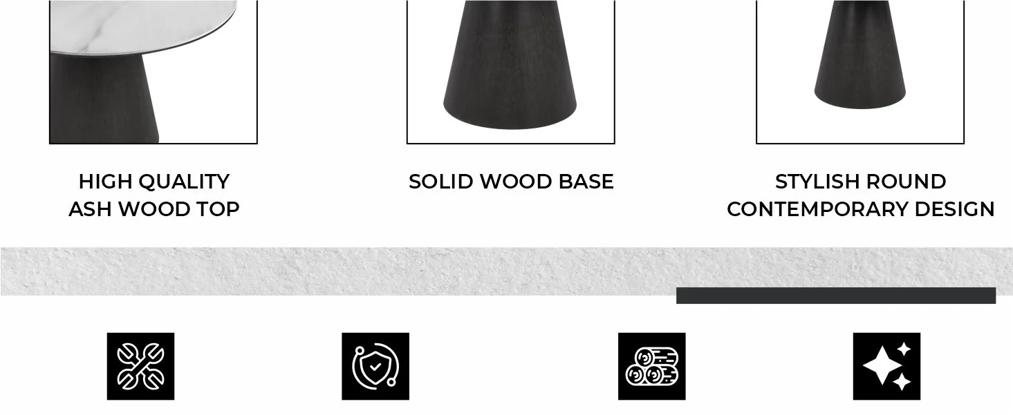 Riven Collection Modern Wooden 48" round dining table in black