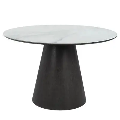Riven Collection Modern Wooden 48" round dining table in black