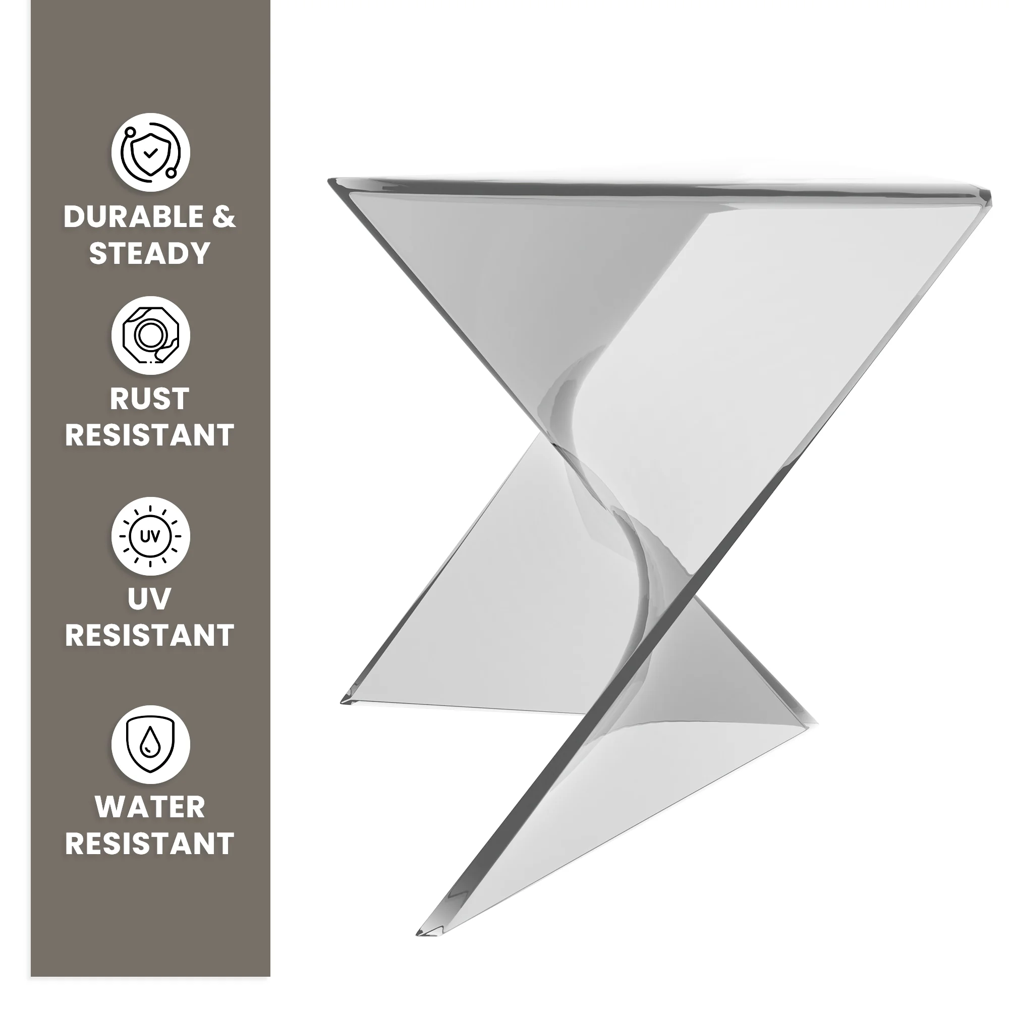 Randolph Modern Accent Side Table Indoor and Outdoor Use Clear