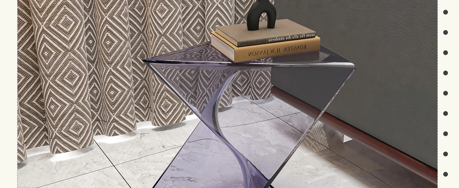 Randolph Modern Accent Side Table Indoor and Outdoor Use Clear Set of 2