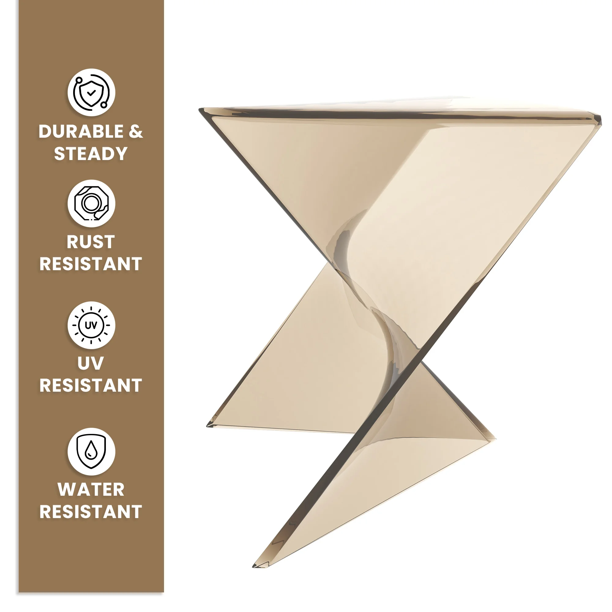 Randolph Modern Accent Side Table Indoor and Outdoor Use Transparant Amber