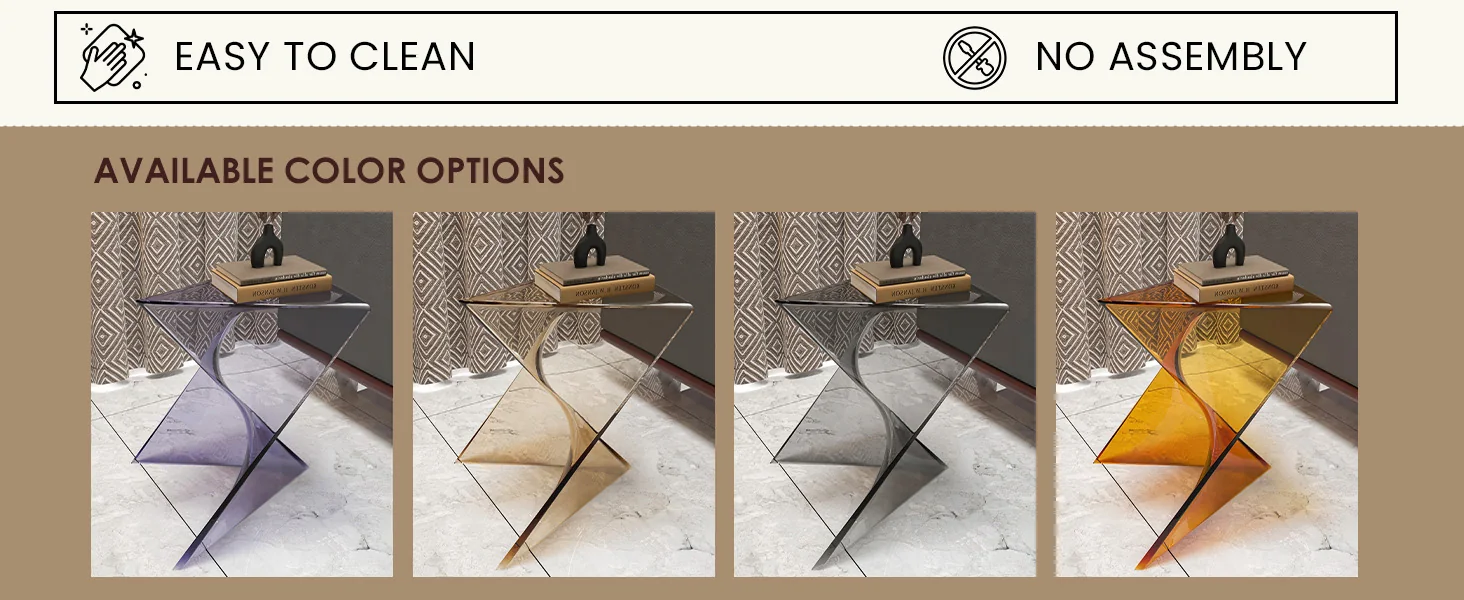 Randolph Modern Accent Side Table Indoor and Outdoor Use Transparant Amber