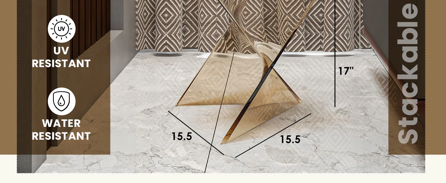 Randolph Modern Accent Side Table Indoor and Outdoor Use Transparant Amber Set of 2