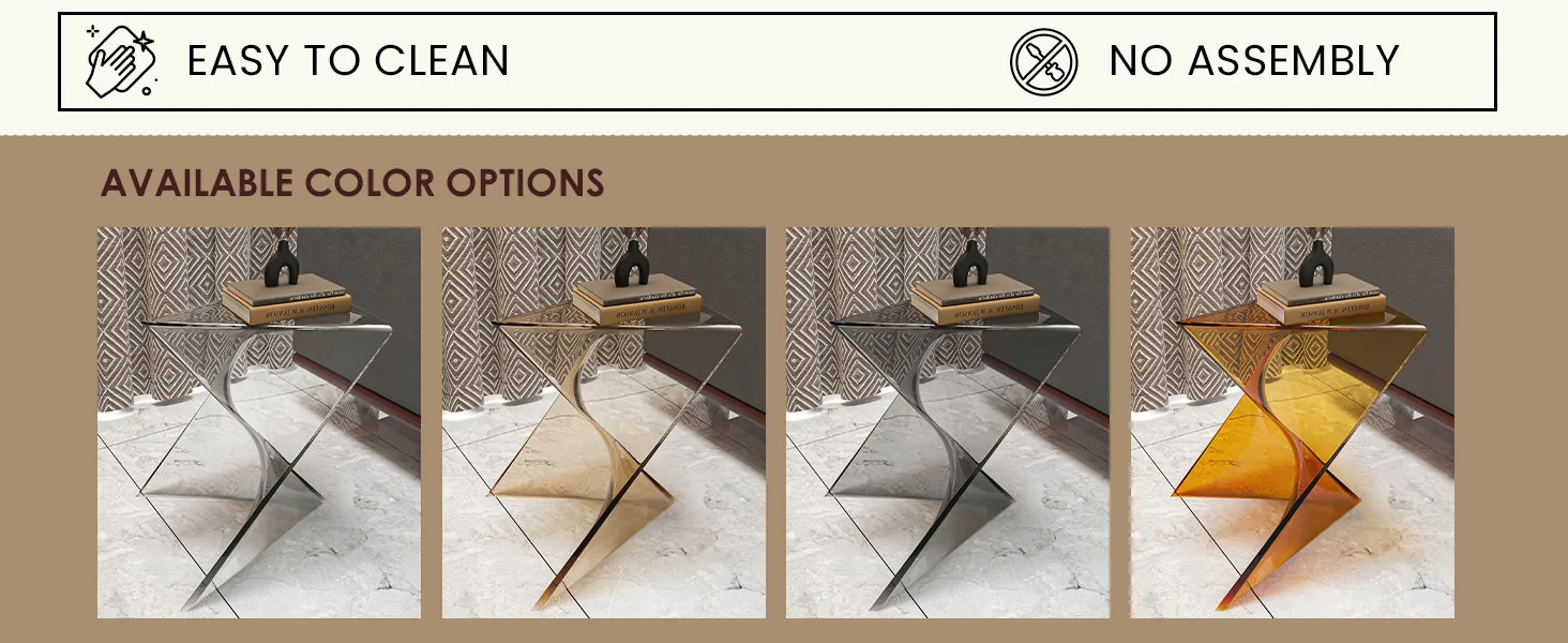 Randolph Modern Accent Side Table Indoor and Outdoor Use Transparant Amber Set of 4