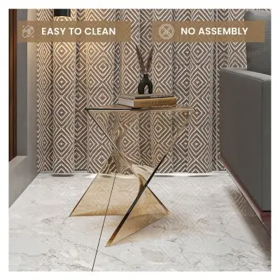 Randolph Modern Accent Side Table Indoor and Outdoor Use Transparant Amber Set of 4