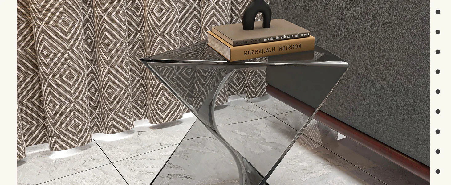 Randolph Modern Accent Side Table Indoor and Outdoor Use Smoke Color Set of 2