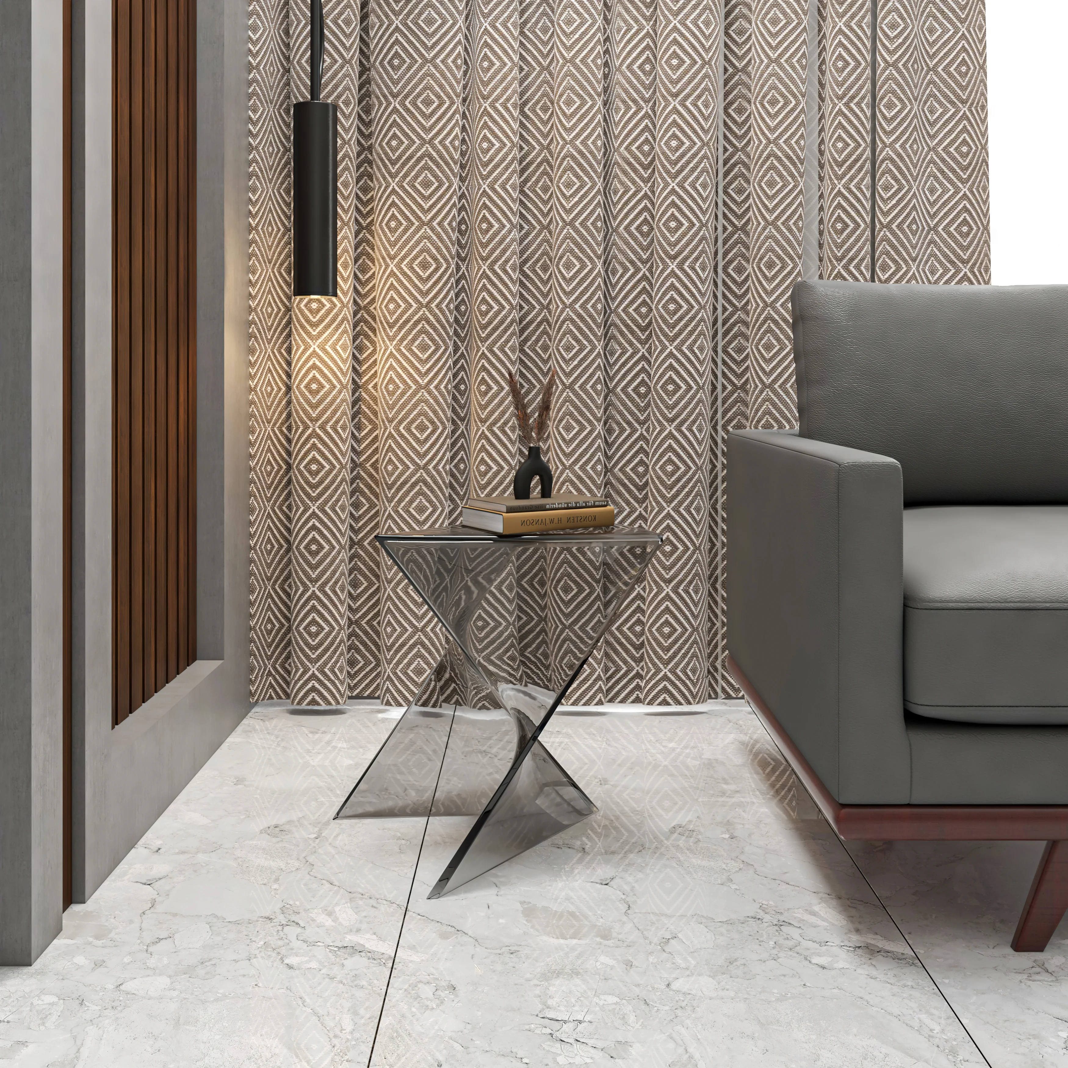 Randolph Modern Accent Side Table Indoor and Outdoor Use Smoke Color Set of 2