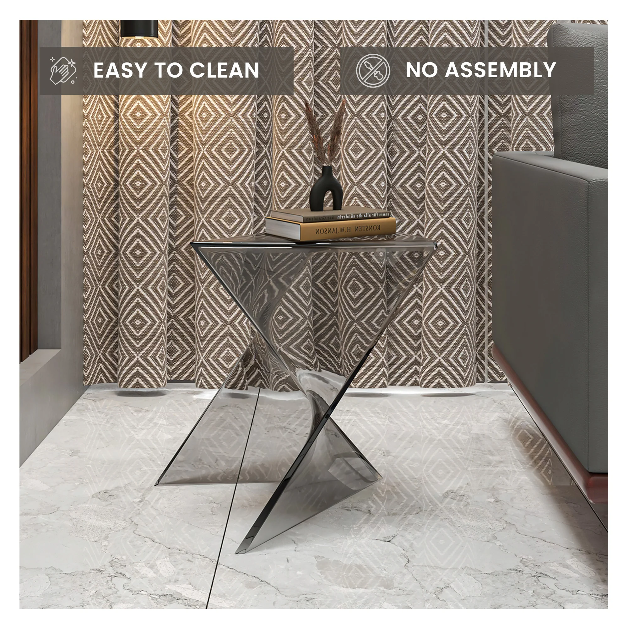 Randolph Modern Accent Side Table Indoor and Outdoor Use Smoke Color Set of 4