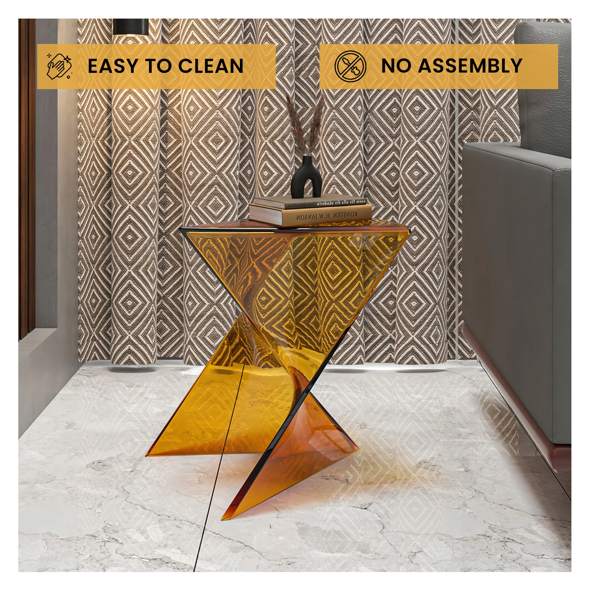 Randolph Modern Accent Side Table Indoor and Outdoor Use Transparant Tea