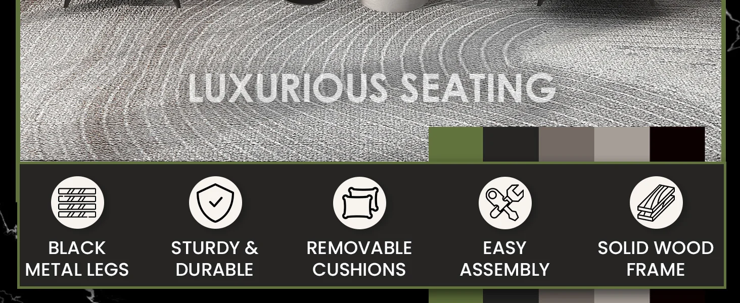 Rusk 3 Piece Sofa collection in Black Leather