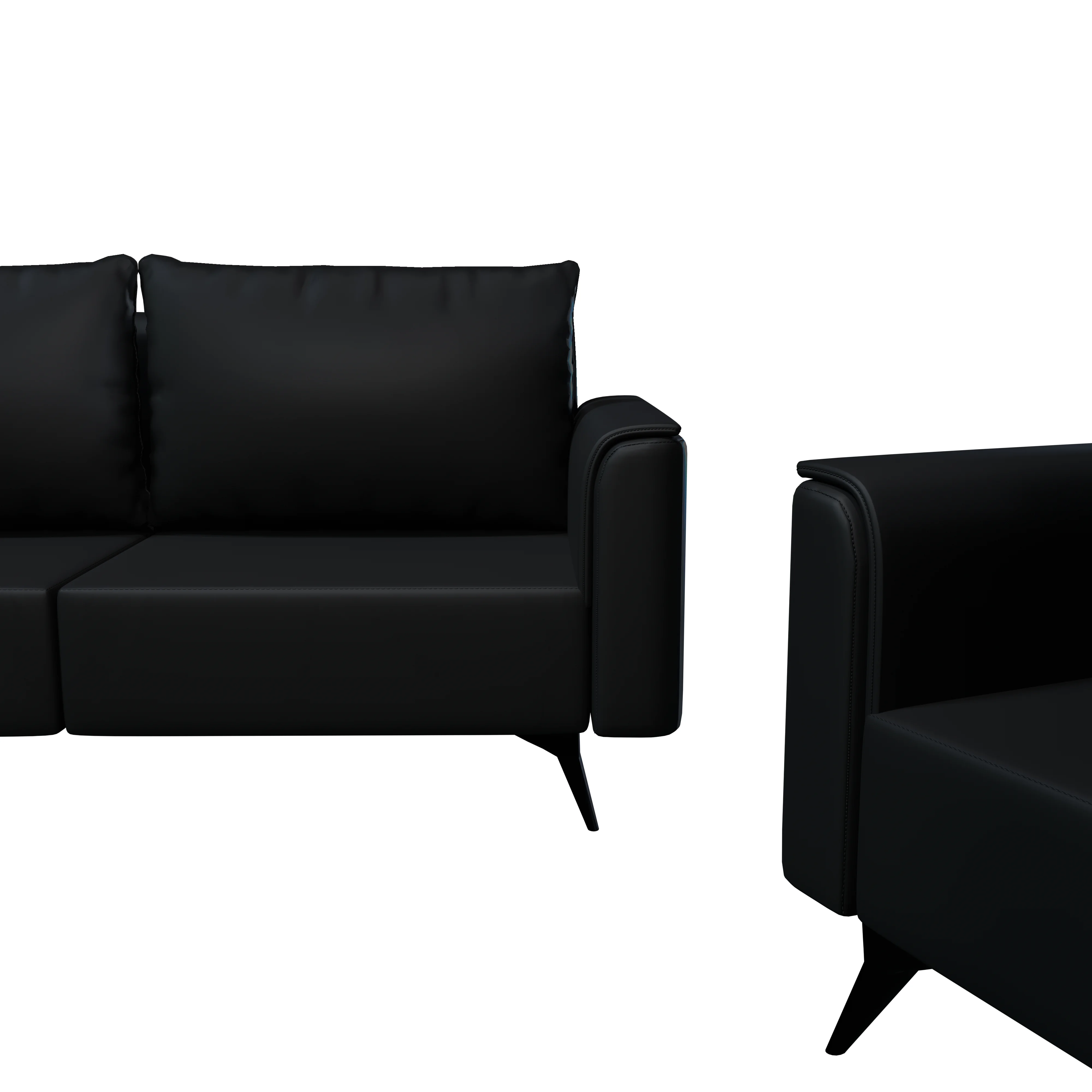 Rusk 3 Piece Sofa collection in Black Leather