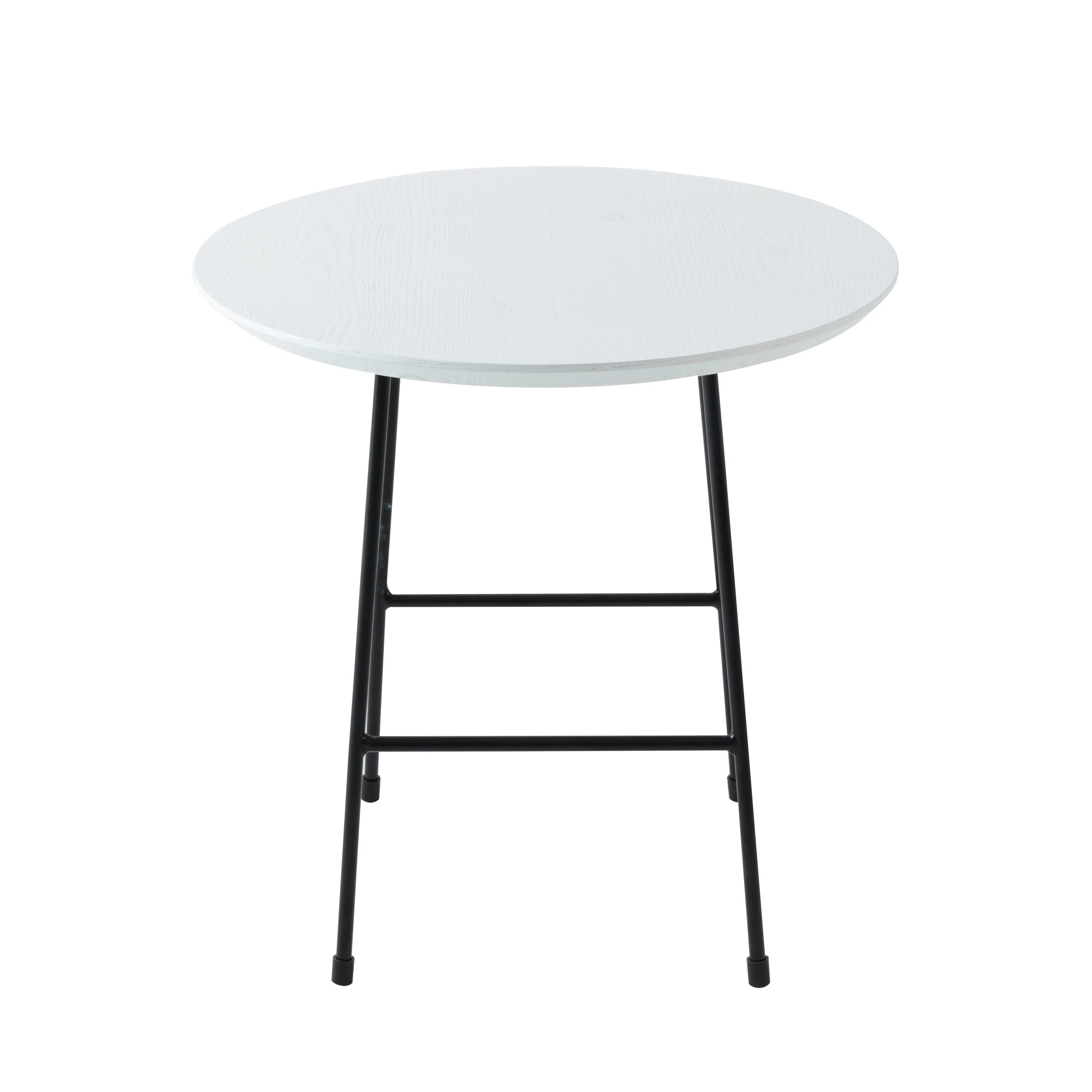 Rossmore Mid Century Modern Round Side Table With Black Steel Frame