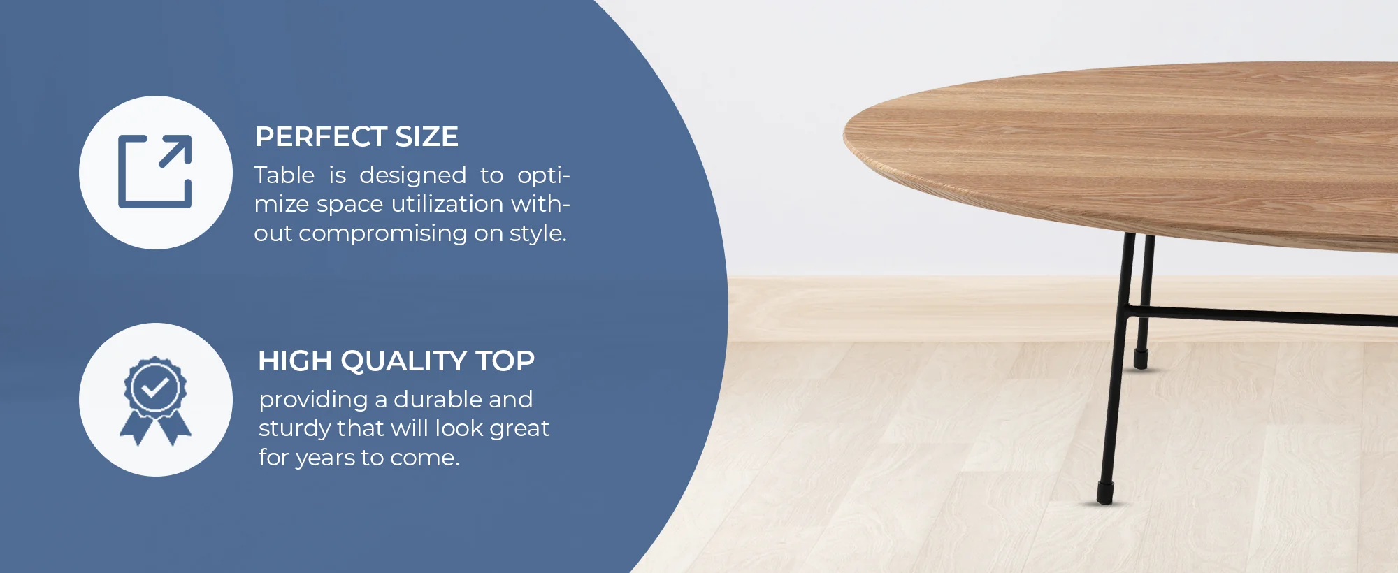 Rossmore Oval Coffee Table with Ash Veneer Top and Black Powder Coated Steel Frame in Natural Wood