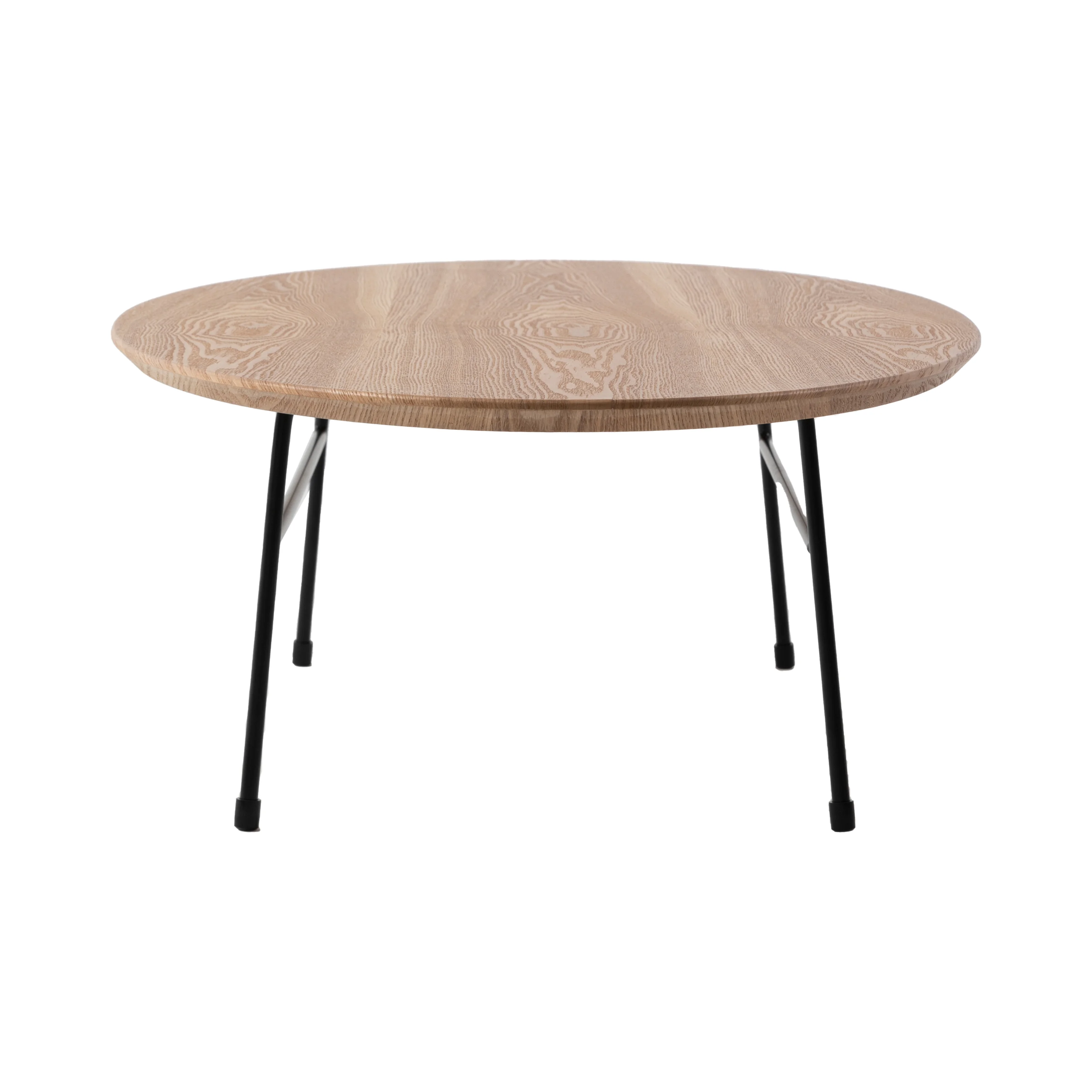 Rossmore Oval Coffee Table with Ash Veneer Top and Black Powder Coated Steel Frame in Natural Wood