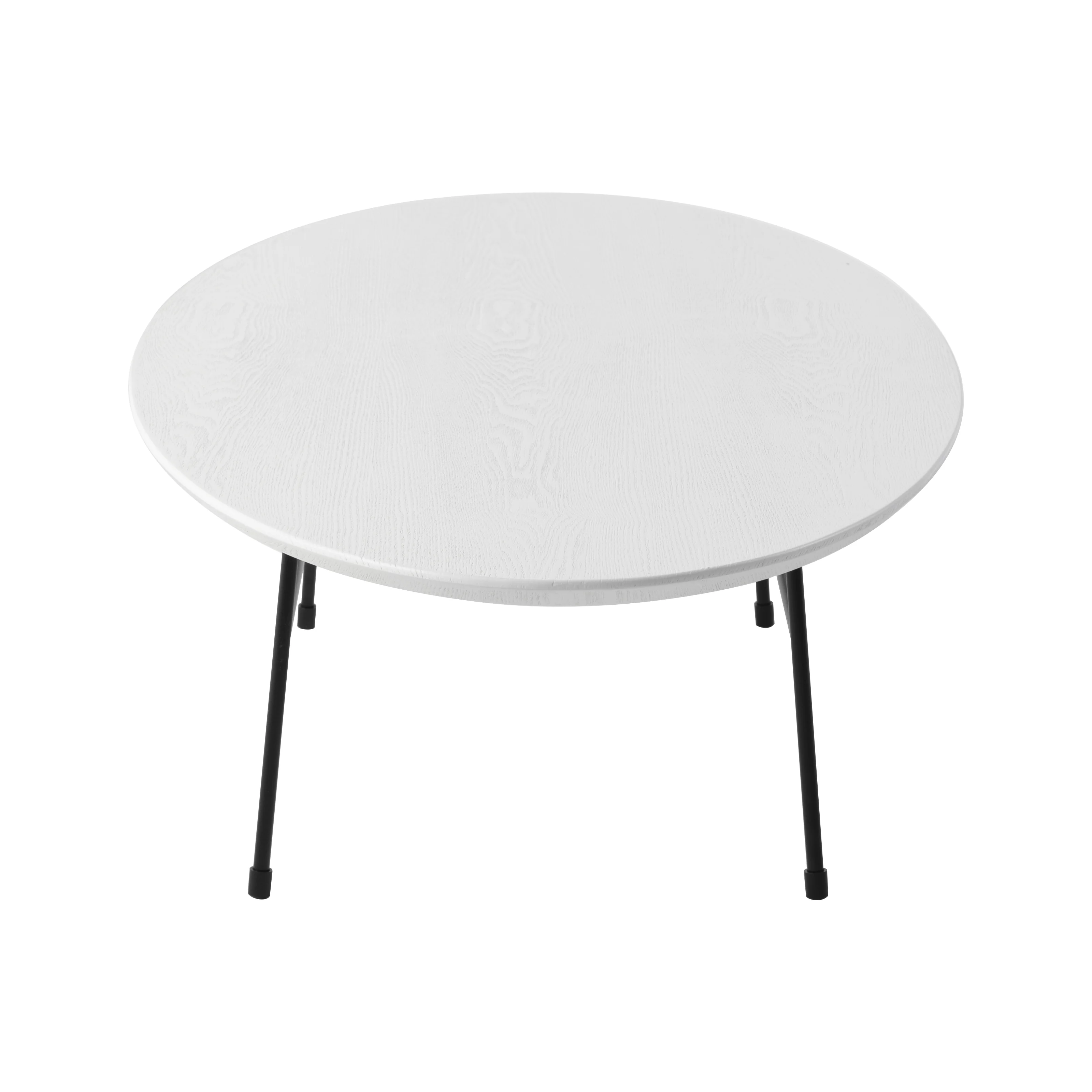 Rossmore Oval Coffee Table with Ash Veneer Top and Black Powder Coated Steel Frame in White