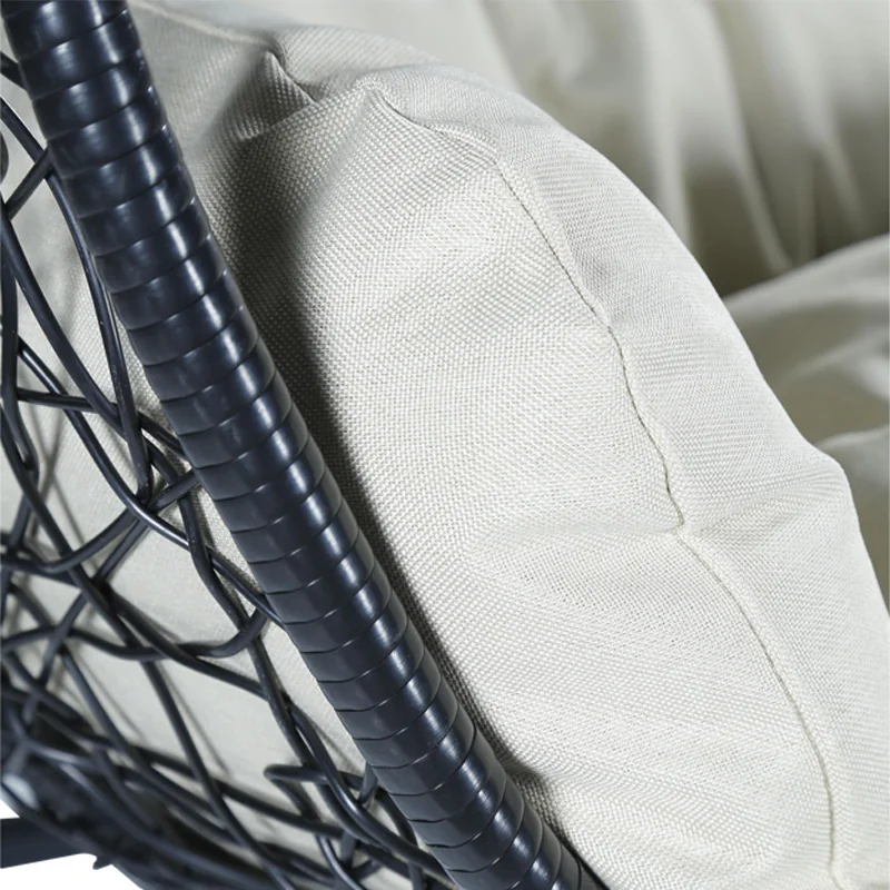 Recluse Collection Modern Outdoor Swing Chair Black Frame with Beige Cushions