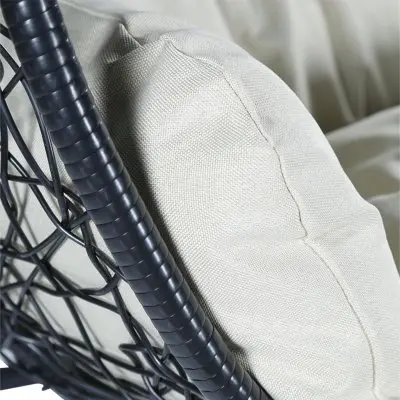 Recluse Collection Modern Outdoor Swing Chair Black Frame with Beige Cushions