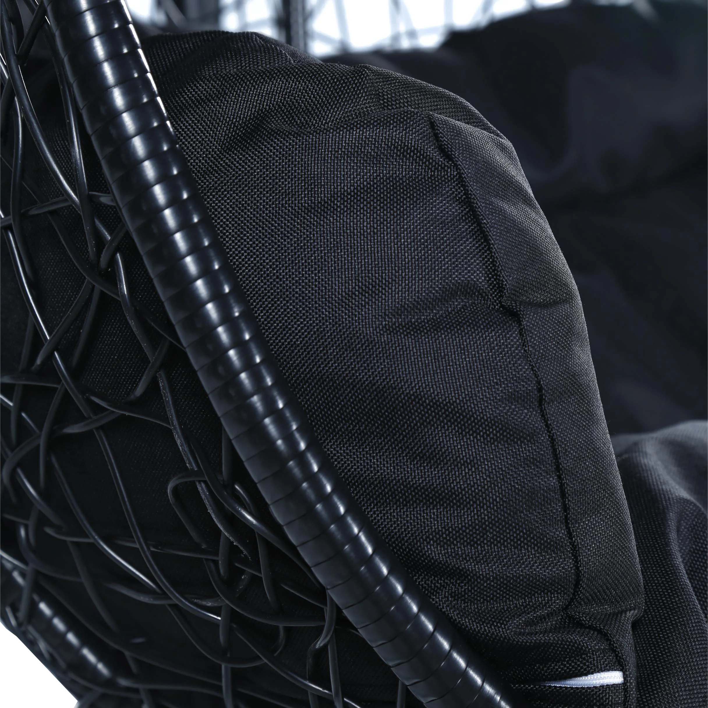 Recluse Collection Modern Outdoor Swing Chair Black Frame with Black Cushions