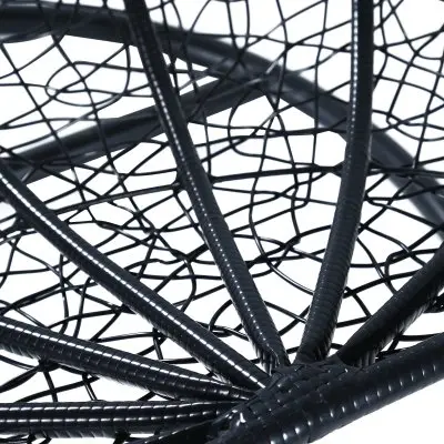 Recluse Collection Modern Outdoor Swing Chair Black Frame with Brown Cushions