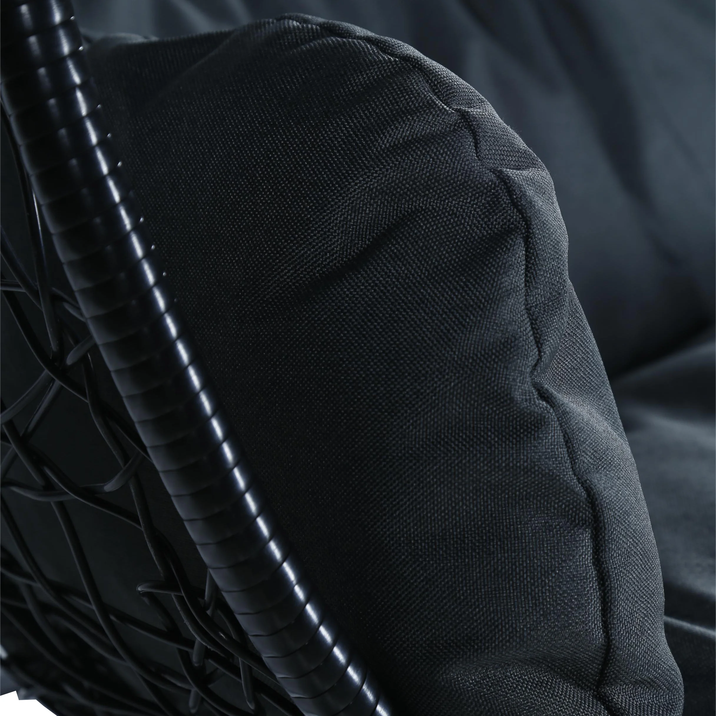 Recluse Collection Modern Outdoor Swing Chair Black Frame with Dark Grey Cushions