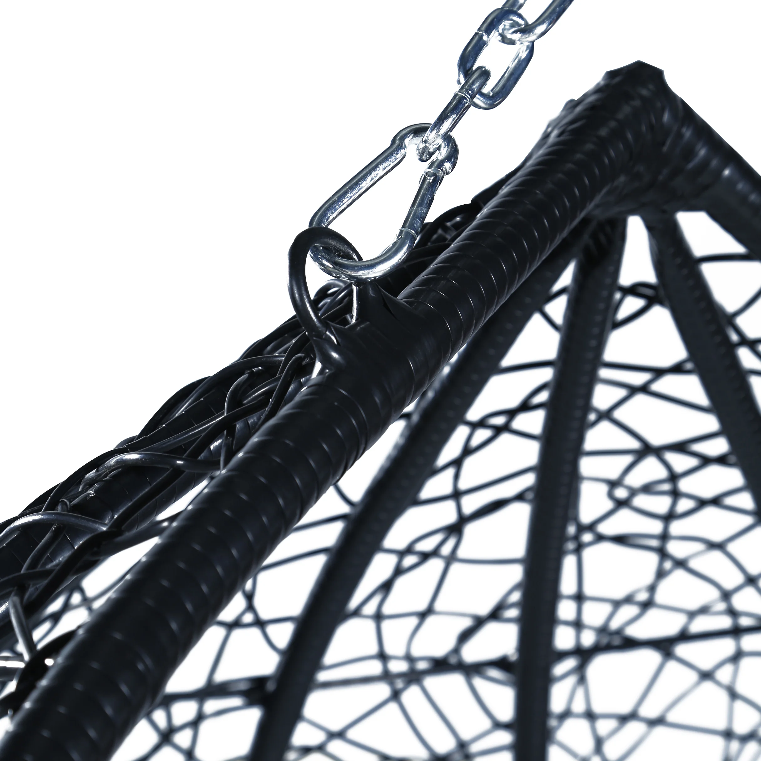 Recluse Collection Modern Outdoor Swing Chair Black Frame with Light Grey Cushions