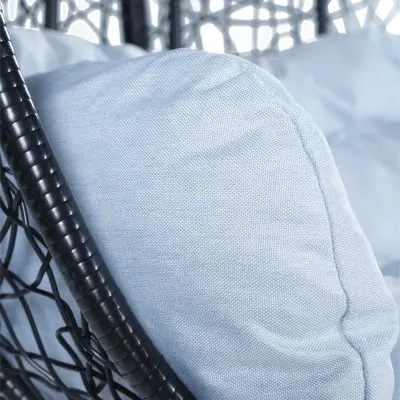 Recluse Collection Modern Outdoor Swing Chair Black Frame with Light Grey Cushions