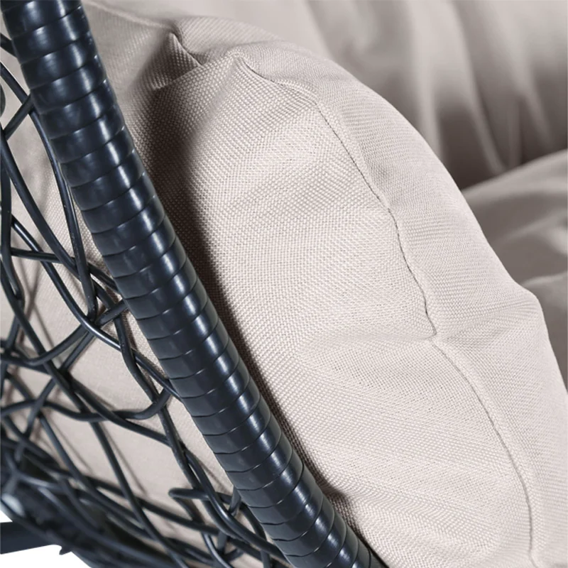 Recluse Collection Modern Outdoor Swing Chair Black Frame with ES57 Beige Cushion