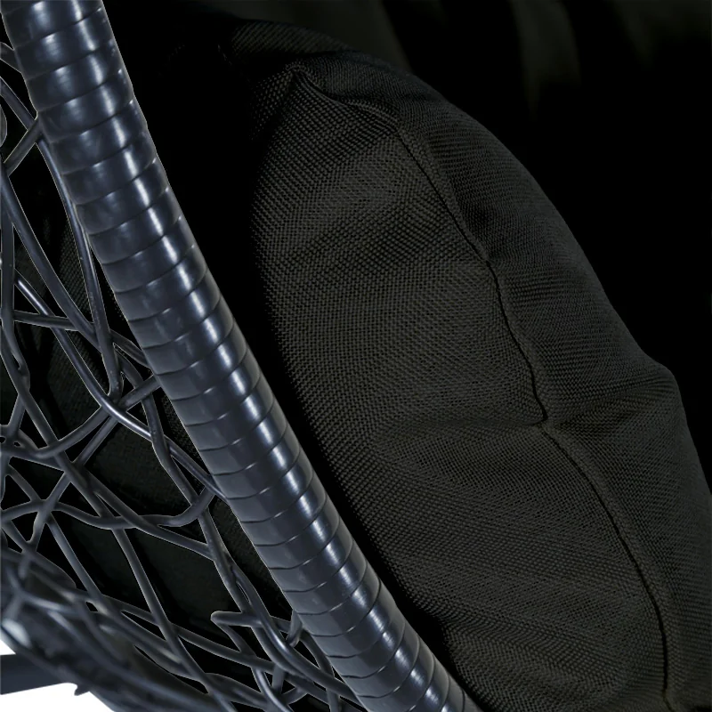 Recluse Collection Modern Outdoor Swing Chair Black Frame with ES57 Black Cushion