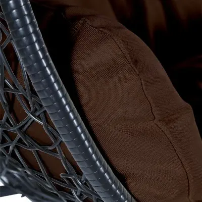 Recluse Collection Modern Outdoor Swing Chair Black Frame with ES57 Brown Cushion