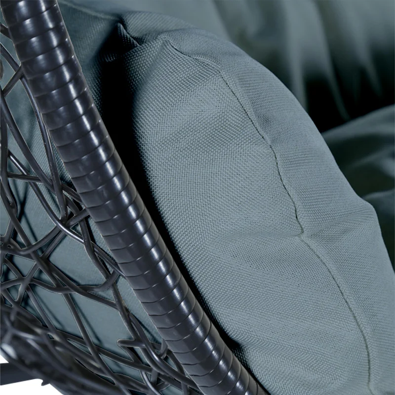 Recluse Collection Modern Outdoor Swing Chair Black Frame with ES57 Charcoal Blue Cushion