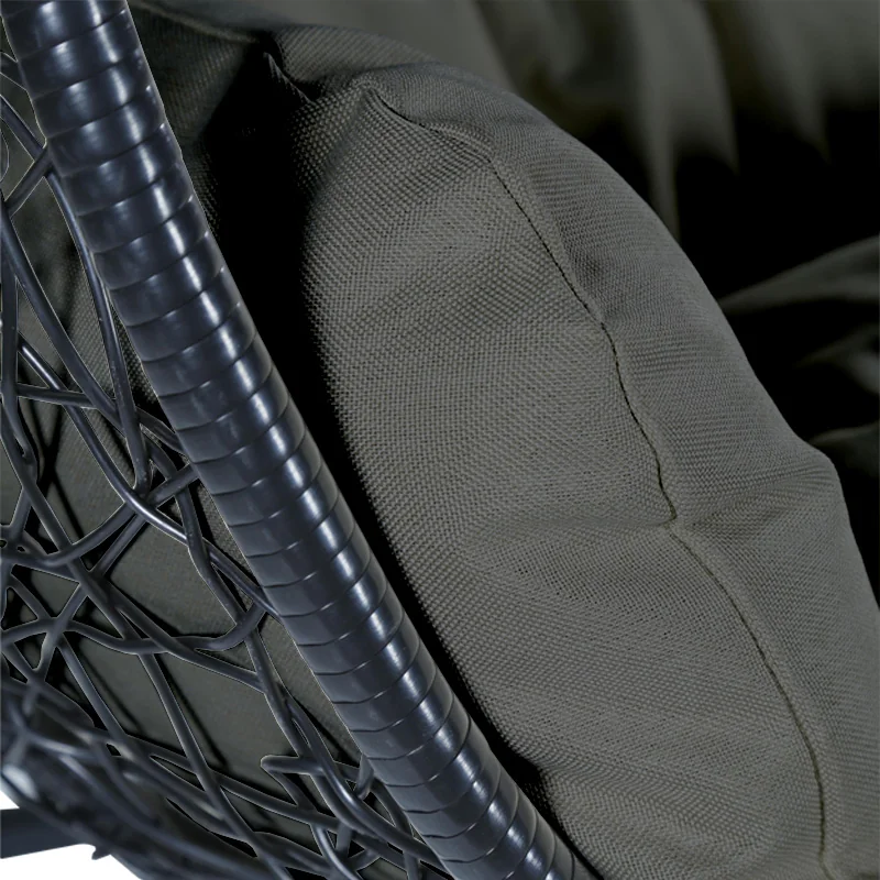 Recluse Collection Modern Outdoor Swing Chair Black Frame with ES57 Dark Grey Cushion