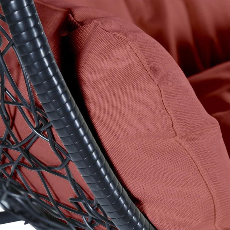 Recluse Collection Modern Outdoor Swing Chair Black Frame with ES57 Dark Orange Cushion