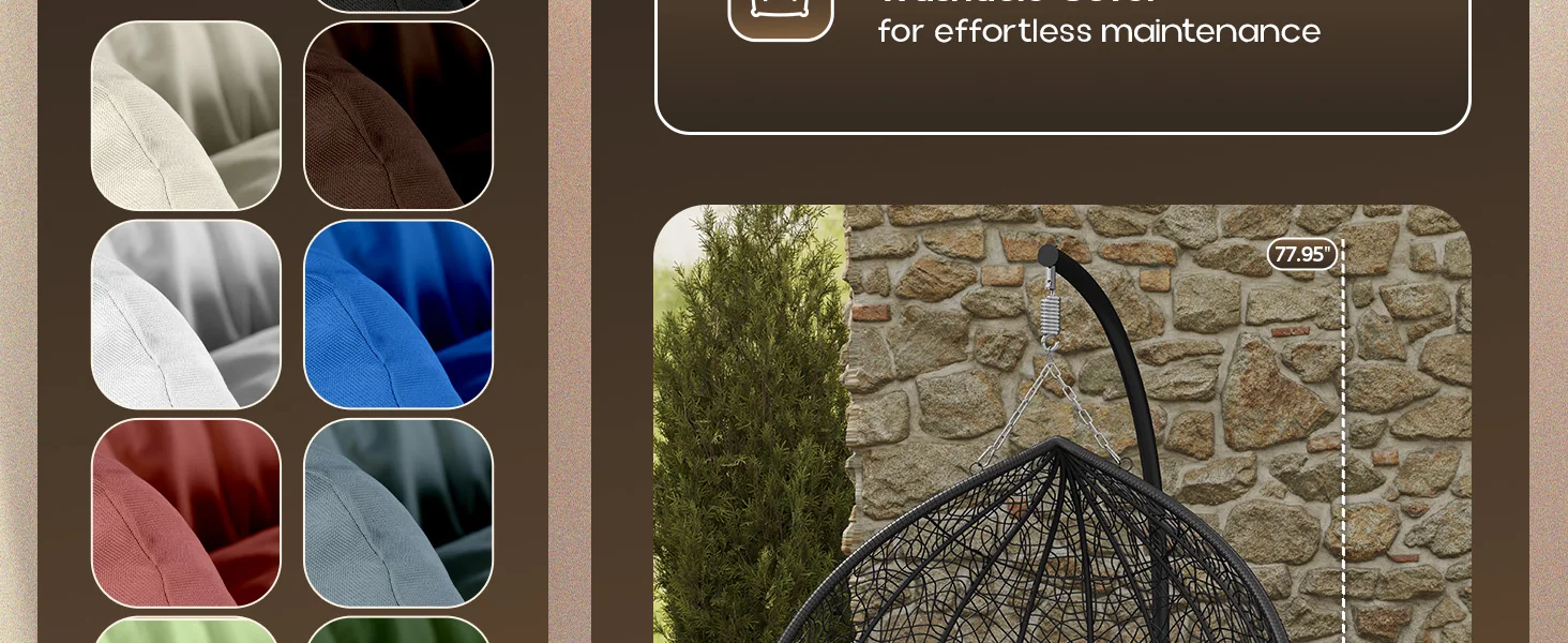 Recluse Collection Modern Outdoor Swing Chair Black Frame with ES57 Light Green Cushion