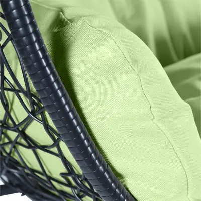 Recluse Collection Modern Outdoor Swing Chair Black Frame with ES57 Light Green Cushion