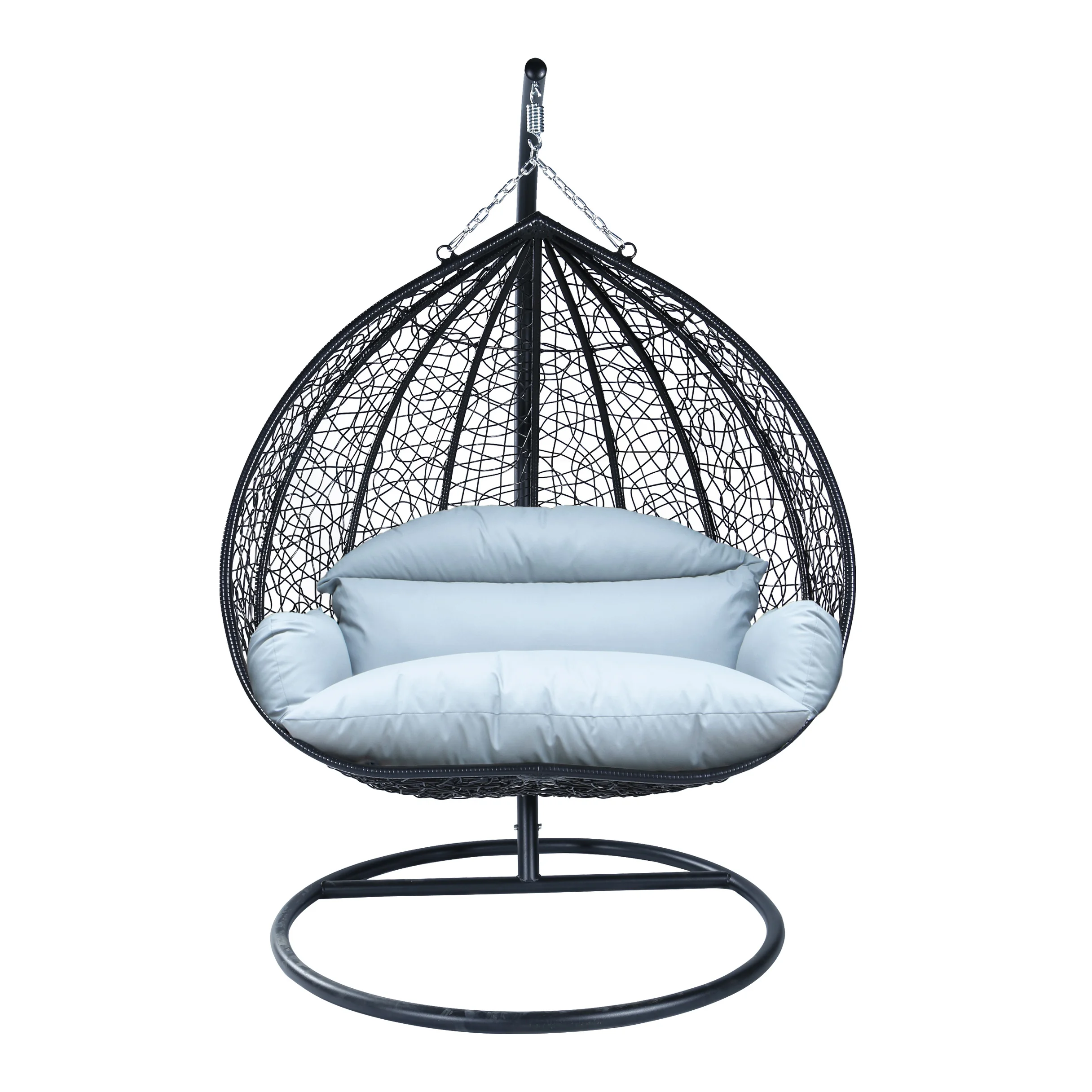 Recluse Collection Modern Outdoor Swing Chair Black Frame with ES57 Light Grey Cushion