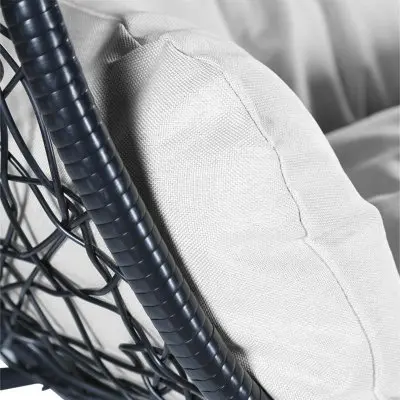 Recluse Collection Modern Outdoor Swing Chair Black Frame with ES57 White Cushion