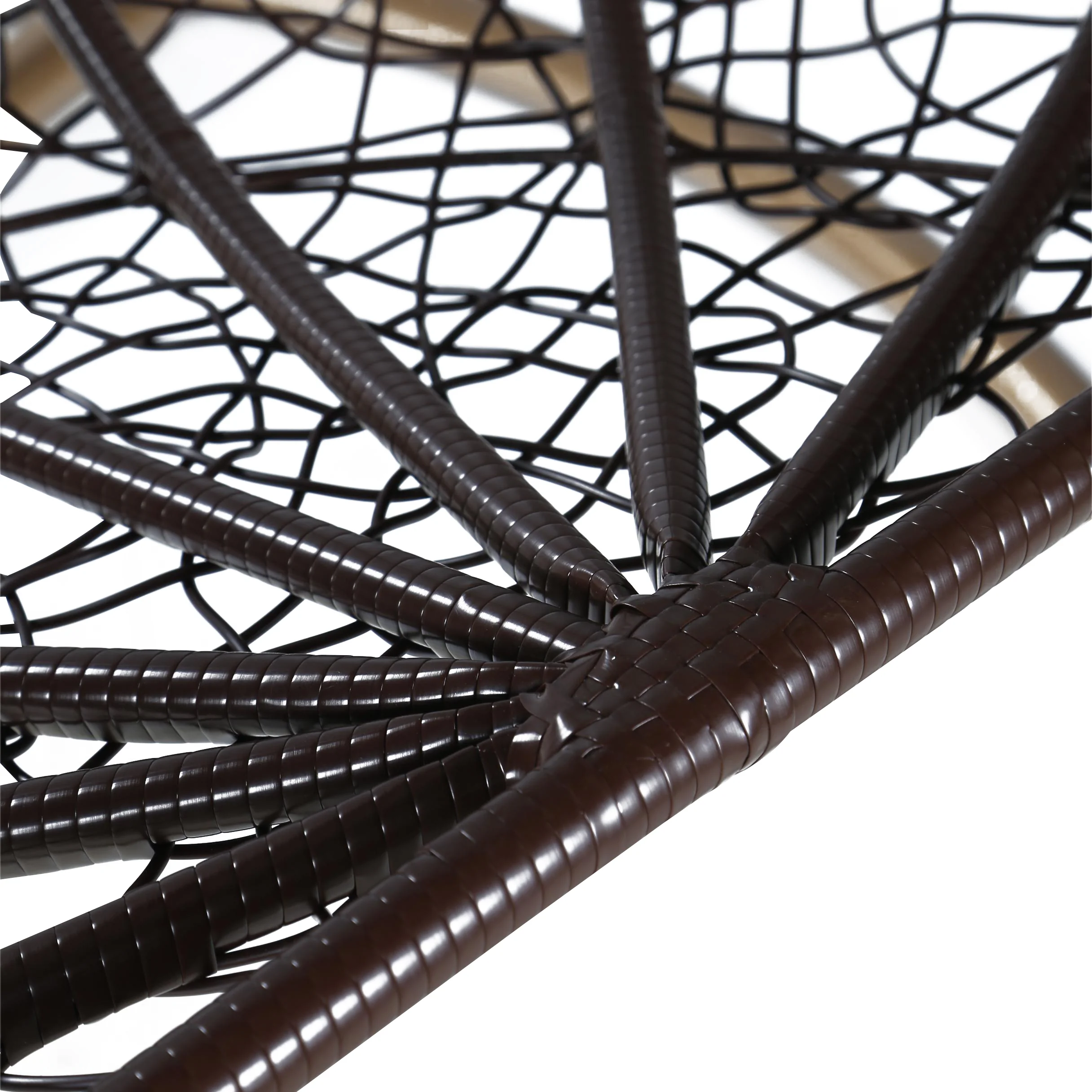 Recluse Collection Modern Outdoor Swing Chair Brown Frame with Brown Cushions