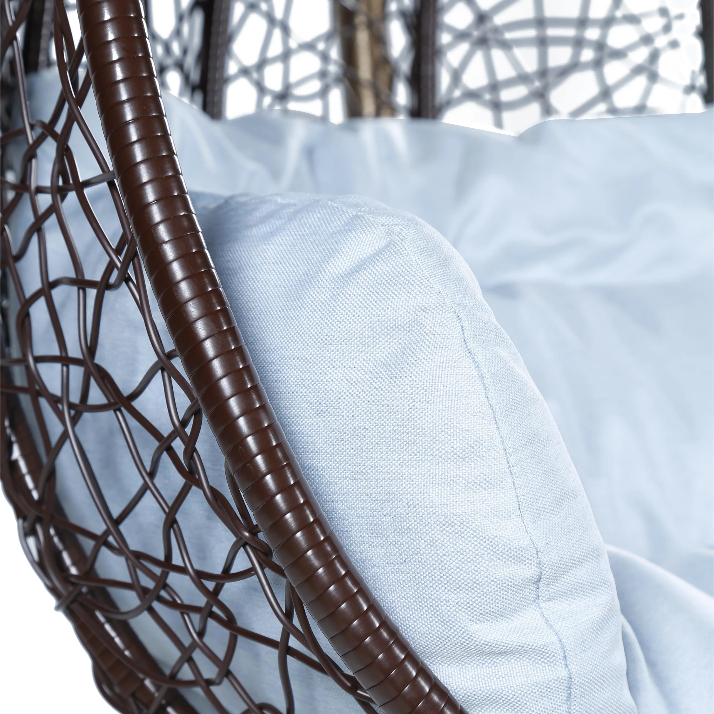 Recluse Collection Modern Outdoor Swing Chair Brown Frame with Light Grey Cushions