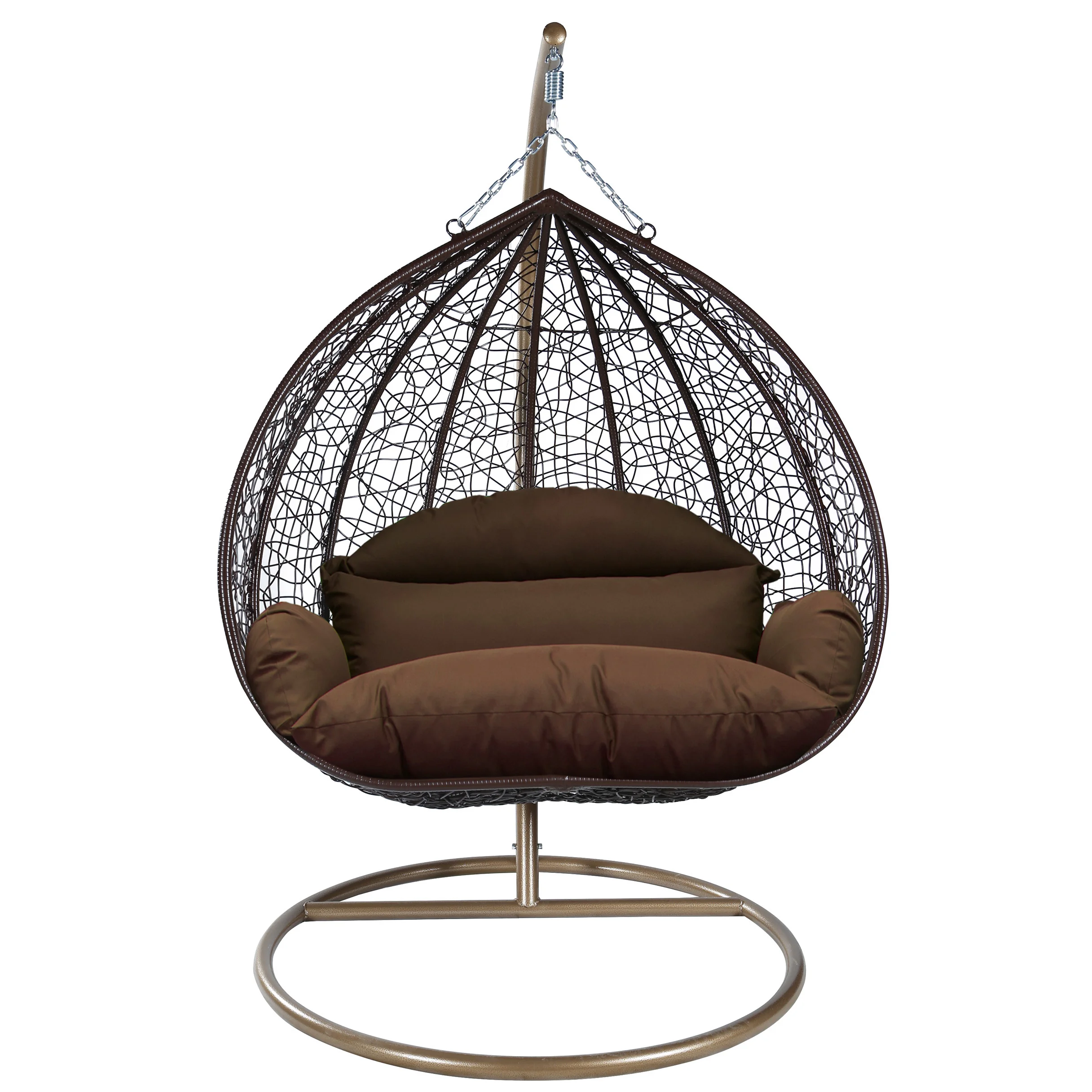 Recluse Collection Modern Outdoor Swing Chair Brown Frame with ES57 Brown Cushion