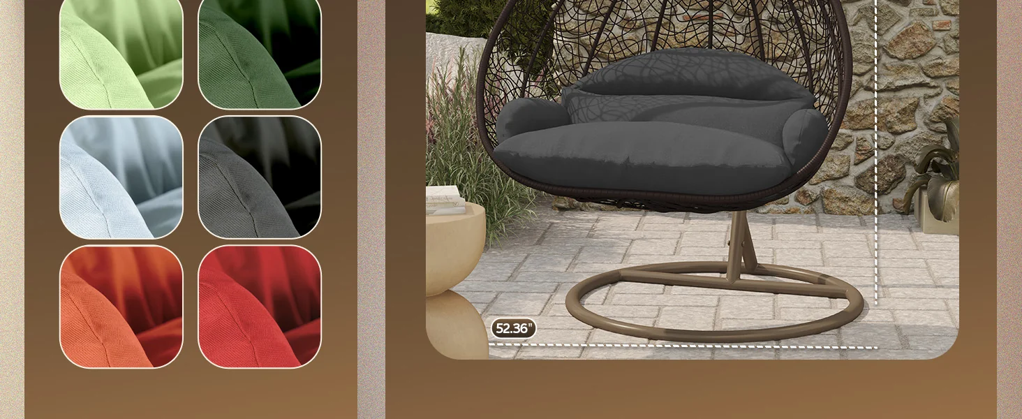 Recluse Collection Modern Outdoor Swing Chair Brown Frame with ES57 Dark Grey Cushion