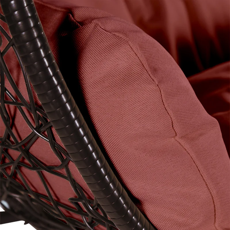 Recluse Collection Modern Outdoor Swing Chair Brown Frame with ES57 Dark Orange Cushion