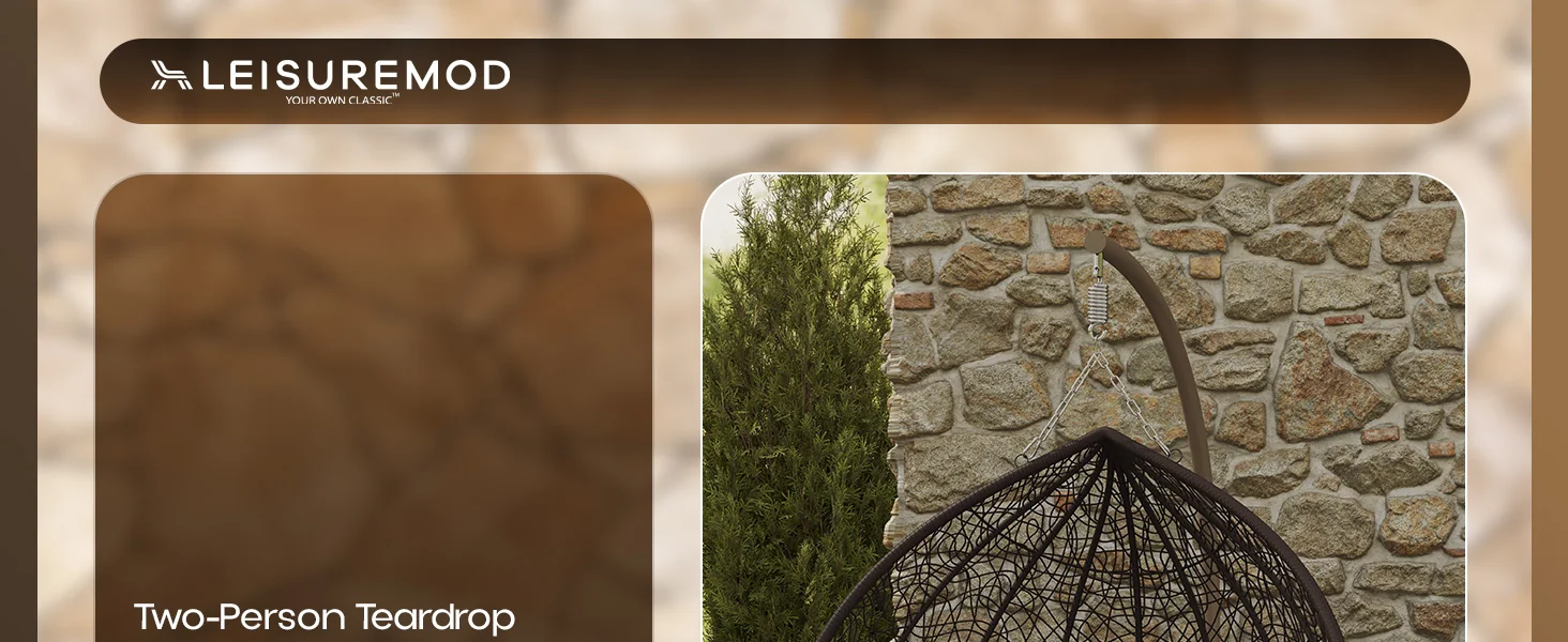 Recluse Collection Modern Outdoor Swing Chair Brown Frame with ES57 Light Green Cushion