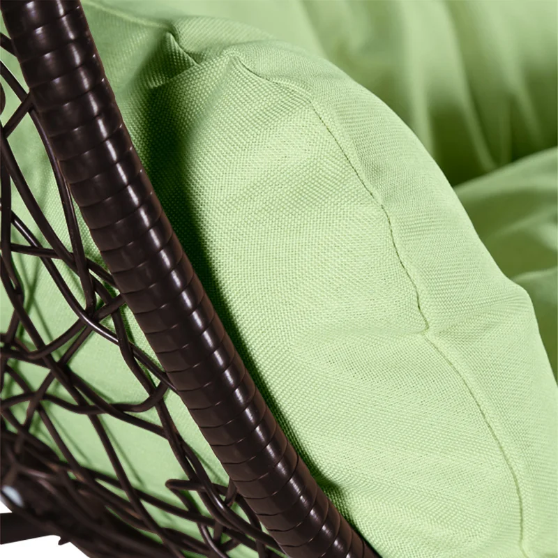 Recluse Collection Modern Outdoor Swing Chair Brown Frame with ES57 Light Green Cushion