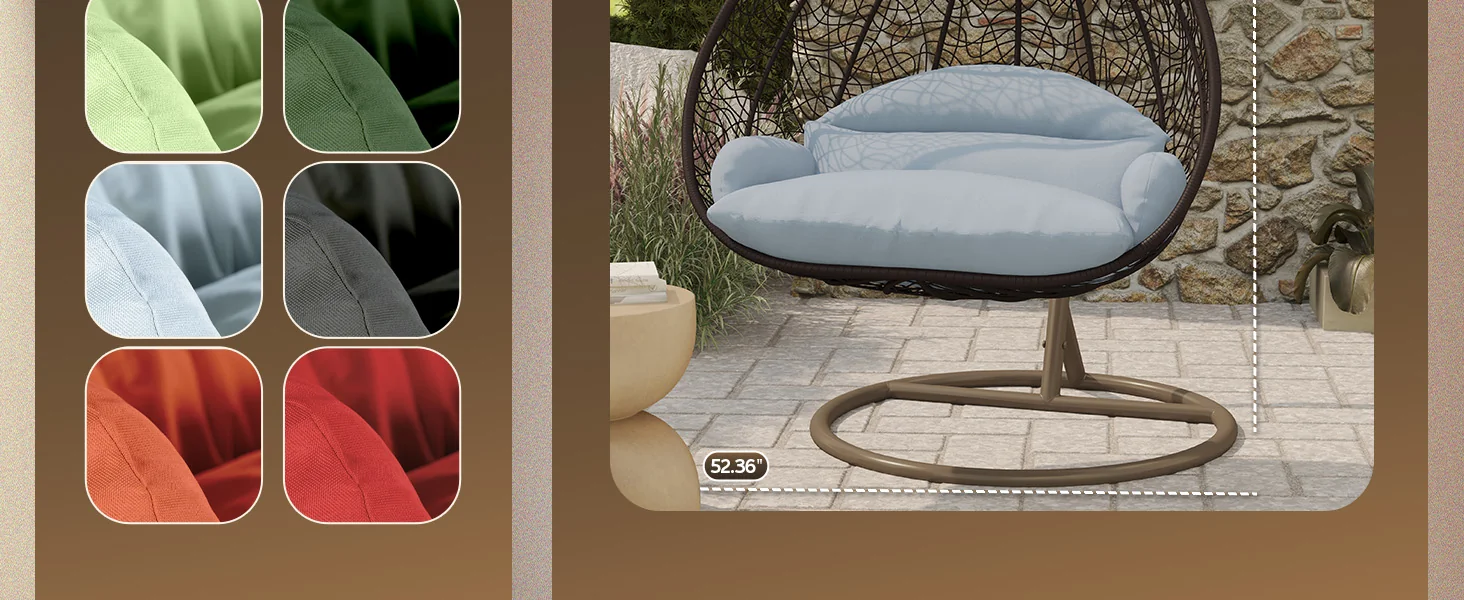 Recluse Collection Modern Outdoor Swing Chair Brown Frame with ES57 Light Grey Cushion