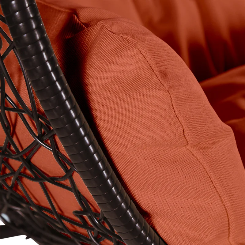 Recluse Collection Modern Outdoor Swing Chair Brown Frame with ES57 Orange Cushion