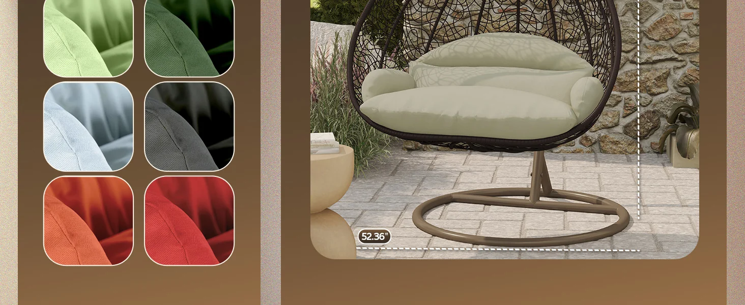 Recluse Collection Modern Outdoor Swing Chair Brown Frame with ES57 Taupe Cushion