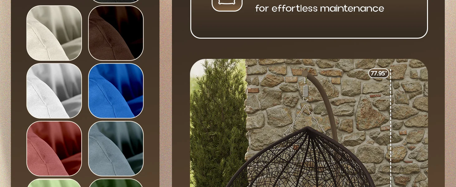 Recluse Collection Modern Outdoor Swing Chair Brown Frame with ES57 Taupe Cushion